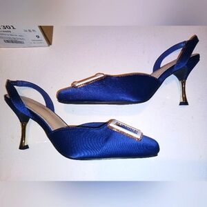 Women's Slingback Buckle Kitten Heel